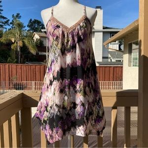 61- Lily White Abstract V Neck Sequin Racerback Tank Mini Dress